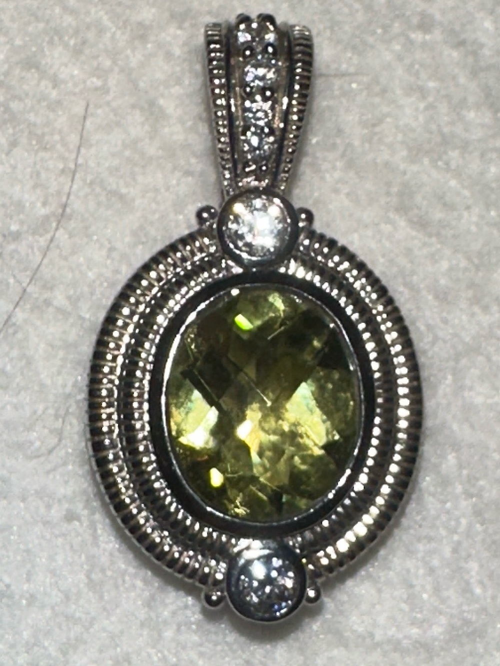 Judith Ripka Sterling Silver Green Gemstone Enhancer Pendant